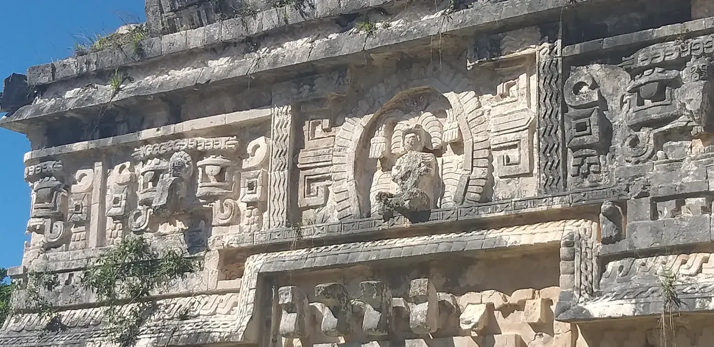 Close-up of ancient Maya carvings at Chichen Itza