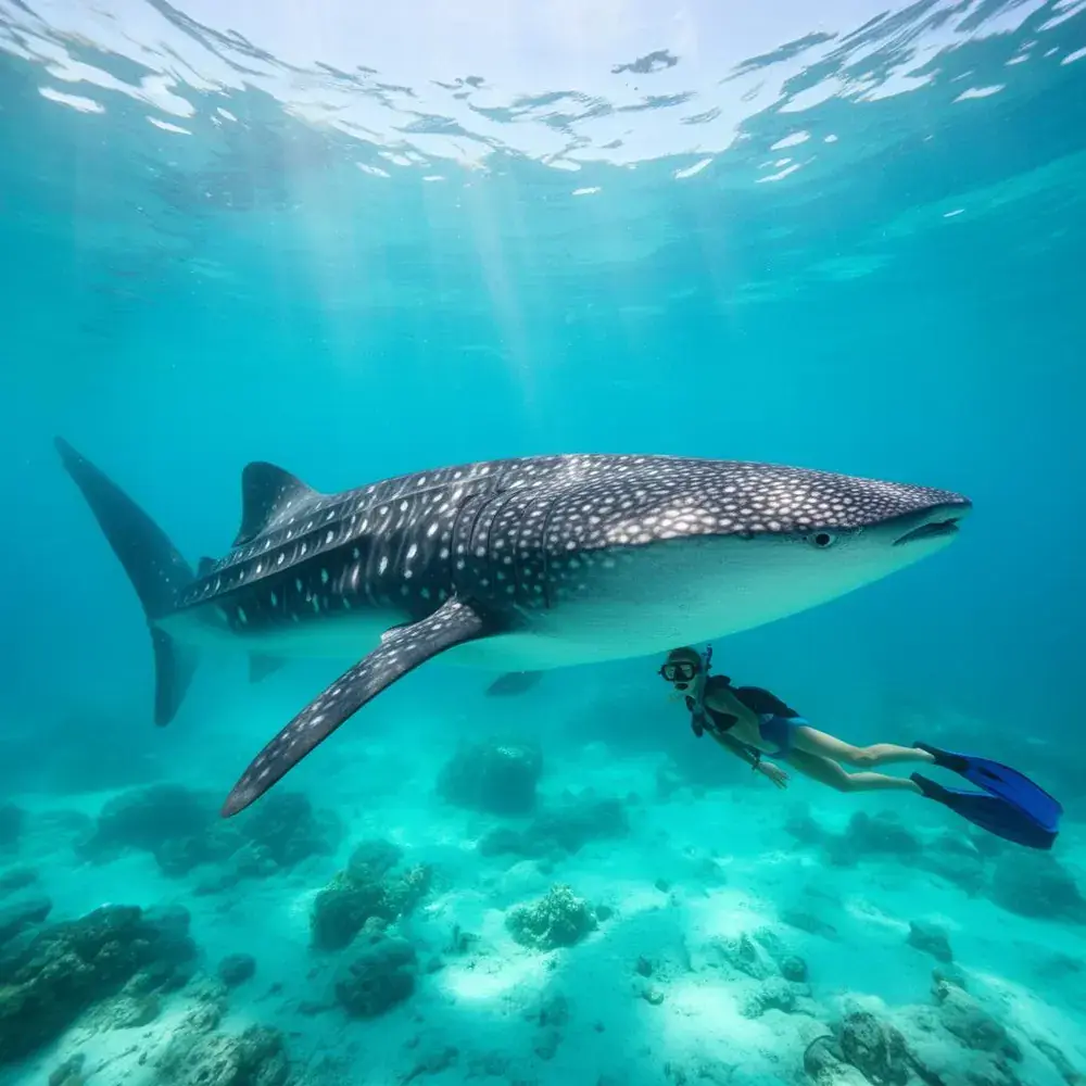 Whale shark swimming in Caribbean waters — nature and wildlife tours